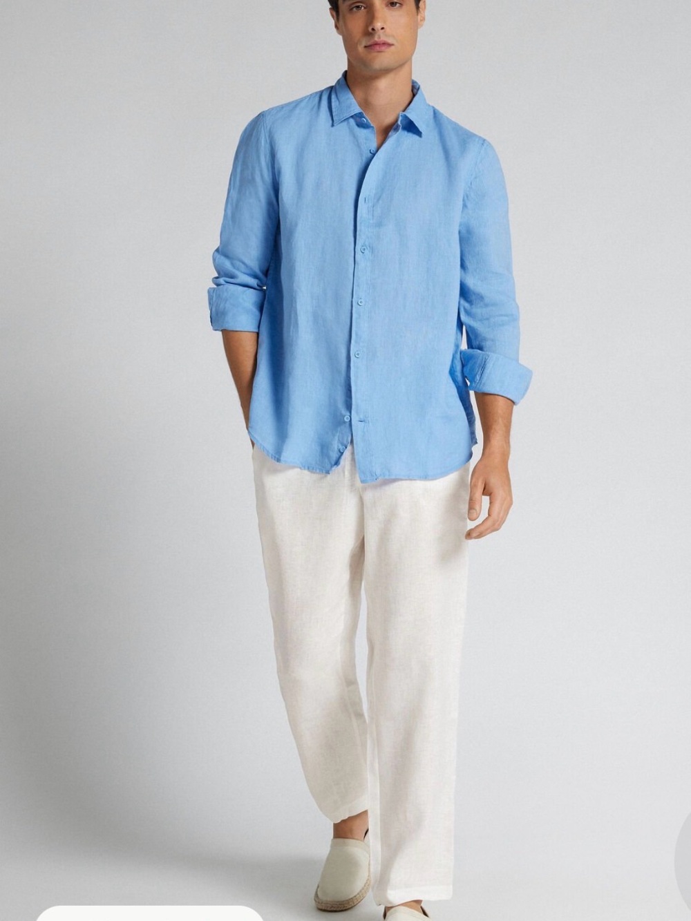 Men's Relaxed Cargo Pants in Off-White 100% Linen